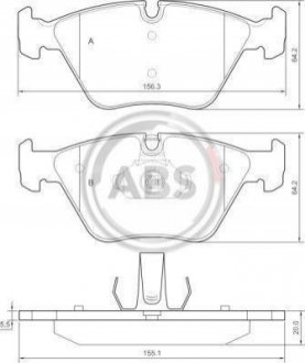 Тормозные колодки перед. BMW 3(E46) 99-07/X3(E83) 03-11 (ATE) A.B.S. 37374 (фото 1)