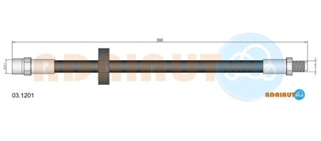 VW шланг гальмівний передн. (385мм) LT 83-96, AUDI 100 82 ADRIAUTO 03.1201