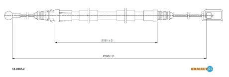 CITROEN трос ручного гальма C8 прав. ADRIAUTO 11.0205.2