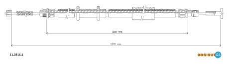 FIAT трос ручного гальма задн. прав. Brava, Bravo 1,4 (бараб) 95- ADRIAUTO 11.0216.1