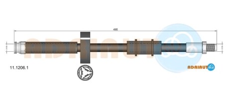 FIAT шланг гальмівний передній Ducato 94- (без ABS) ADRIAUTO 11.1206.1