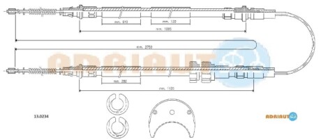 FORD трос ручного гальма Fiesta 86- ADRIAUTO 13.0234