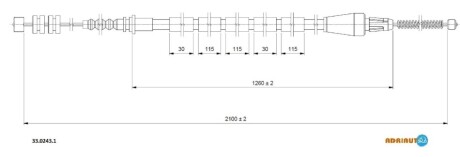 OPEL трос ручного гальма прав. Frontera -98. ADRIAUTO 33.0243.1 (фото 1)