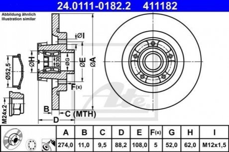 Гальмівний диск з підшипником ATE 24.0111-0182.2