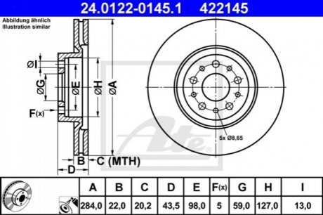 Тормозной диск ATE 24.0122-0145.1 (фото 1)