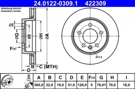 Тормозной диск ATE 24.0122-0309.1 (фото 1)