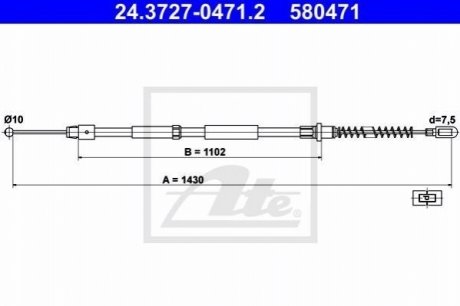 Трос ручника, Sprinter 906, (515 - 518), 2006>, L = R, (1430 mm.) ATE 24.3727-0471.2