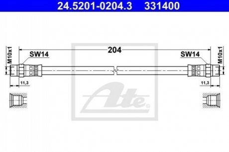 Шланг тормозной ATE 24.5201-0204.3 (фото 1)