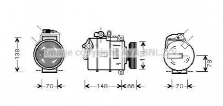 Компресор кондиціонера A4 II 19TDi 00-03 (вир-во) AVA COOLING AIAK226 (фото 1)