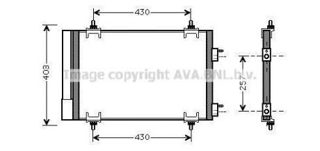 AVA CITROEN Радіатор кондиціонера Berlingo 08-, C4 Grand Picasso, Peugeot 307, Partner AVA COOLING CNA5230D