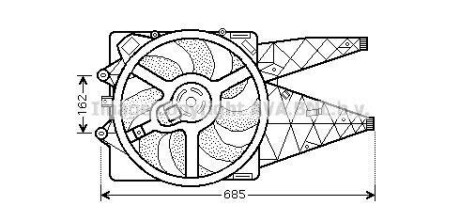 AVA VW Вентилятор радіатора Amarok, Caddy III, Golf V,VI, Passat, Touran, Skoda Octavia II, SuperB II 1.6/.2.0TDI, Audi A3 AVA COOLING FT7530