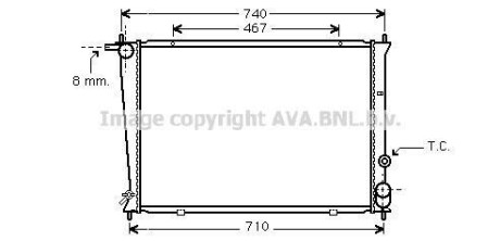 Радіатор охолодження двигуна Hyundai H100 H-1 2,5D 00>04, 04>07 MT AC+/- AVA AVA COOLING HYA2049