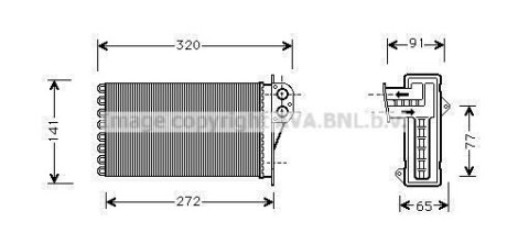 Радиатор отопителя салона Citroen C3 (02-)/Peugeot 206 (98-), 307 (00-) (AVA COOLING PEA6356