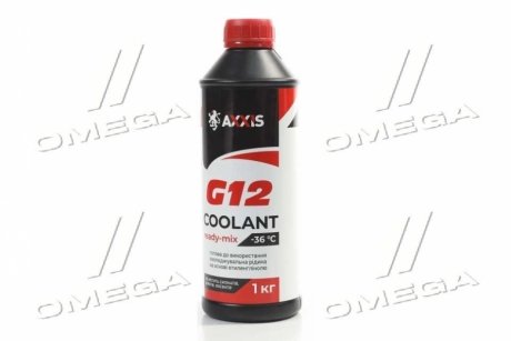 Антифриз RED G12 Сoolant Ready-Mix -36°C <> (червоний) (Каністра 1кг) Axxis AX-P999-G12R RDM1