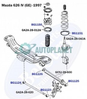 Сайлентблок рычага (заднего/снаружи) Mazda 626 92-97 (31.5x14x41/31) BELGUM PARTS BG1123 (фото 1)