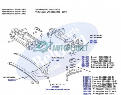 Кронштейн подушки рессоры передней (красный) MB Sprinter 96-06/Volkswagen Crafter 06- (R) BELGUM PARTS BG1358