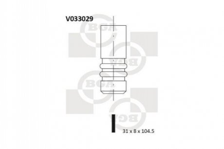 Клапан випуск. T3 1.6d/LT 2.4D -90 (31x8x104.5) BGA V033029 (фото 1)