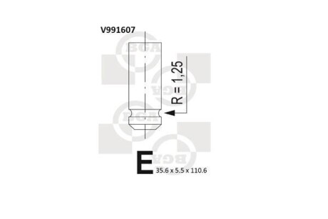 Клапан двигателя впуск. Aveo 05- 1.2/Matiz 98- 0.8-1.0 (110.5x37.5x5.5) BGA V991607