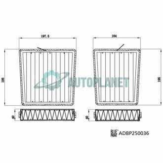 Фільтр салону MB C-class (W203) 00-07 (вугільний) (к-кт 2шт.) BLUE PRINT ADBP250036