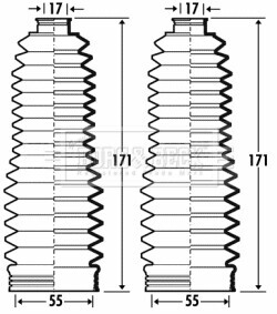 Пыльник рулевого управления 2шт. к-т с хомутами BORG & BECK BSG3371