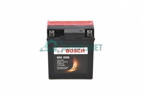 Батарея аккумуляторная M6 006 12В 6Ач 100A(EN) R+ BOSCH 0 092 M60 060