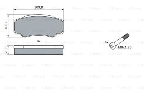 CITROEN гальм. колод. задн. JUMPER 1.9-2.5D,TD 02- BOSCH 0986424876