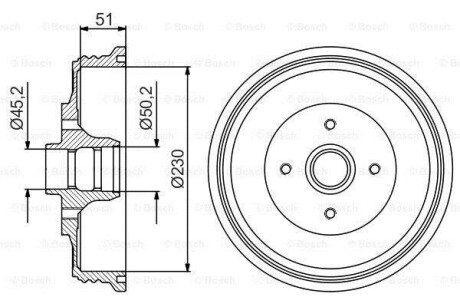 VW гальмівний барабан Caddy II 95-03 BOSCH 0986477178