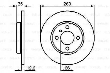 Диск гальмівний (передній) BMW 3 (E30) -91 M10/M40 (260x12.6) BOSCH 0 986 478 029 (фото 1)