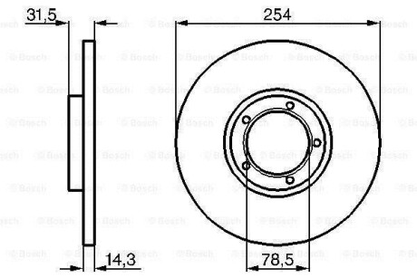 FORD диск гальмівний передн. TRANSIT 86- 254 14,3 12.9 BOSCH 0986478345