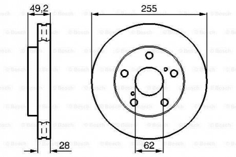 Диск гальмівний (передній) Toyota Camry 2.2 91-96 (255x26) BOSCH 0 986 478 726 (фото 1)