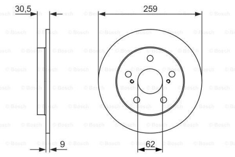 Фото диск гальмiвний заднiй BOSCH 0986479765 ДИСК ГАЛЬМIВНИЙ ЗАДНIЙ BOSCH 0986479765