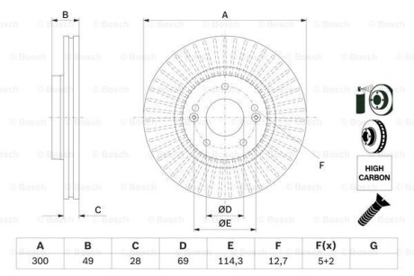 Диск тормозной HYUNDAI/KIA Santa Fe/Sorento ''F''09>> BOSCH 0986479F19