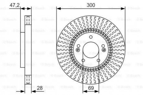 Диск тормозной (передний) Hyundai I30 II 11-/Kia Cee'D/ Cerato III 13- (300x28) BOSCH 0 986 479 U43 (фото 1)