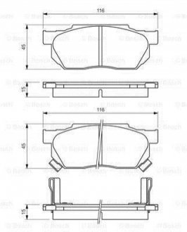 Колодки гальмівні (передні) Honda Civic IV/Jazz III/Prelude II 1.3-1.8 83-08 BOSCH 0 986 490 440