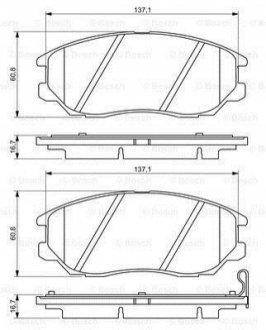 Колодки гальмівні (передні) Hyundai Terracan/Equus/Kia Amanti 99- BOSCH 0 986 494 347 (фото 1)