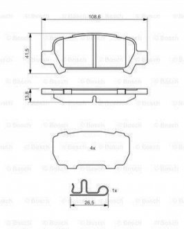 Колодки гальмівні дискові Subaru Forester SF, SG, Impreza "R BOSCH 0 986 494 445 (фото 1)