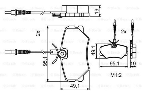 ,гальмівні колодки перед. PEUGEOT 306, 405 1,6-2,0 92-97 BOSCH 0986494849