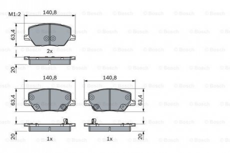 Тормозные колодки (передние) Fiat 500X 1.4-1.6/1.6-2.0D 14-/ Jeep Renegade1.4-1.6/2.0CRD 14- BOSCH 0 986 494 941 (фото 1)