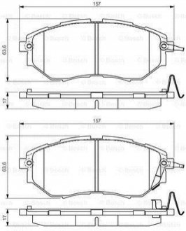 Тормозные колодки (передние) Subaru Forester/Legacy/Impreza 03- (Akebono) BOSCH 0 986 495 156 (фото 1)
