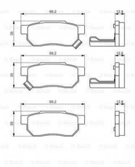 Колодки гальмівні (задні) Honda Civic V/VI 91-01/CRX II/Prelude III 87-92/Rover 93-05 BOSCH 0 986 495 256 (фото 1)