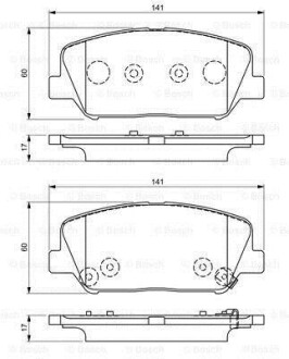 KIA гальмів.колодки передн. Ceed,Cerato 13-, Carens 1,7CRDi 13-,Hyundai i30,Grandeur BOSCH 0986495337