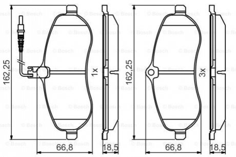 Колодки тормозные (передние) Fiat Scudo/Citroen Jumpy/Peugeot Expert 07- (с датчиком) BOSCH 0 986 495 460