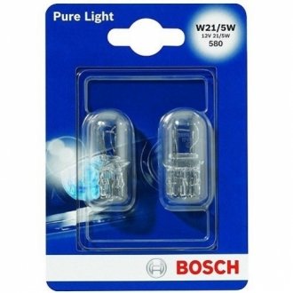 Лампа розжарювання W21/5W 12V W3x16q PURE LIGHT (blister 2шт) (вир-во) BOSCH 1 987 301 079