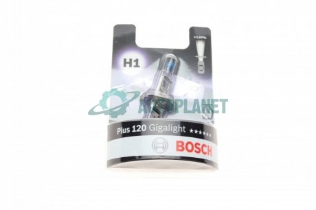 Лампа розжарювання H1 12V 55W GigaLight +120 (blister 1шт) ((вир-во) BOSCH 1 987 301 108 (фото 1)