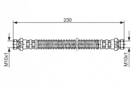 Тормозной шланг 205mm HYUNDAI Getz RR RR02-10 BOSCH 1987476019 (фото 1)