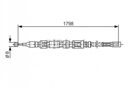 Трос ручника (задний) MB T1 77-96 (L=1798/930mm) BOSCH 1 987 477 211
