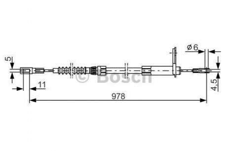 Трос ручника (задний) (R) MB S-class (W220) 98-05 (978/800mm) BOSCH 1 987 477 900 (фото 1)