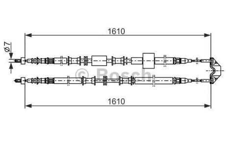OPEL трос ручн.гальма лів./прав Meriva -10 (1610mm) BOSCH 1987477936