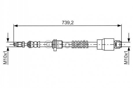 Тормозной шланг 690mm BMW X3 F25 \'\'F BOSCH 1987481677 (фото 1)