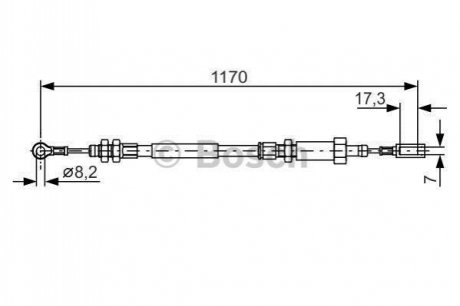 Трос ручника Peugeot Boxer/Fiat Ducato 01-06 (1170/843mm) BOSCH 1 987 482 004 (фото 1)